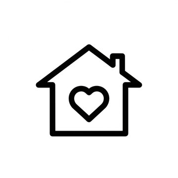 House icon with heart shape for home real estate concept, residential
