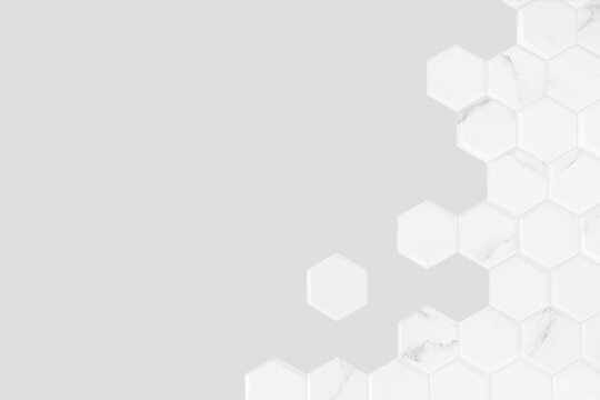 White hexagon tile background, off white design