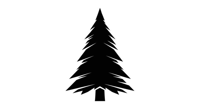 Black Pine Tree Silhouette Icon Isolated on White Background