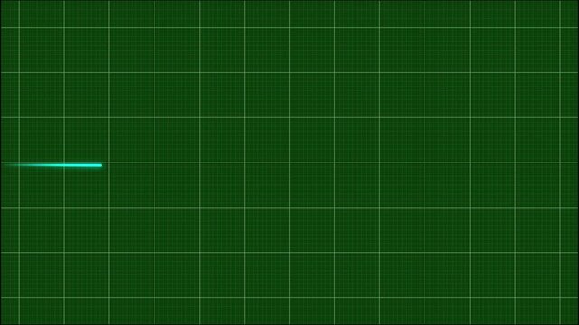 A pulsing green ecg line on a medical heart monitor screen, seamlessly loop animation, green line graph of heart rhythm on medical screen with grid, healthcare and technology concept, 4