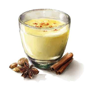 Eggnog watercolor vector, hand-painted style, high-quality illustration isolated on white background.