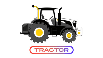 Very beautiful realistic vector illustration of a TRACTOR featuring large agricultural tires, modern farming design, and professional fieldwork styling, isolated on white background, with a colorful l © ehsanollah