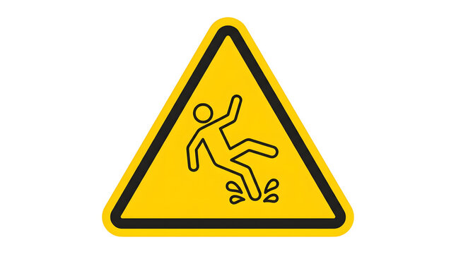 Slippery surface warning sign vector icon for wet floor caution