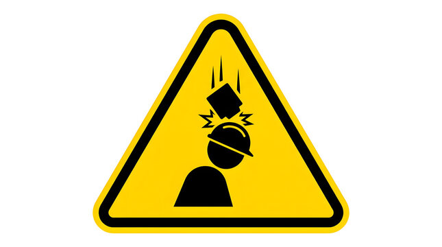 Falling objects warning sign vector icon for construction site safety