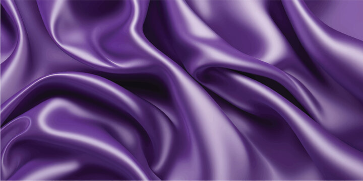 Elegant purple and pink silk satin fabric textures with smooth shiny waves create a luxury violet textile backdrop featuring soft drapery curves and a silky material pattern for decorative elegance