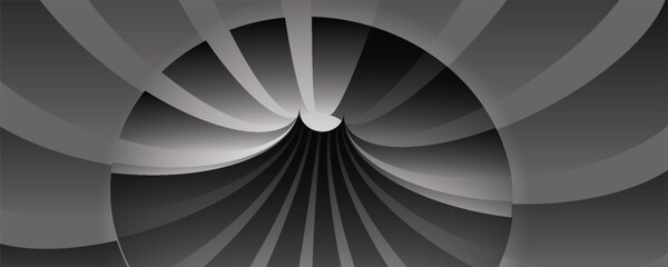 Naklejka premium Abstract geometric background with 3d torus tunnel structure. Minimalist black and white optical illusion swirl lines pattern vector banner.