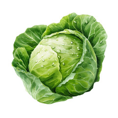 Fototapeta premium Cabbage watercolor drawing vector, premium quality illustration on a clean white background.