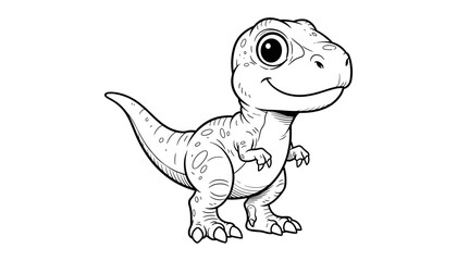 Cute cartoon t rex illustration outline with dinosaur illustration prehistoric © MSTRUNA