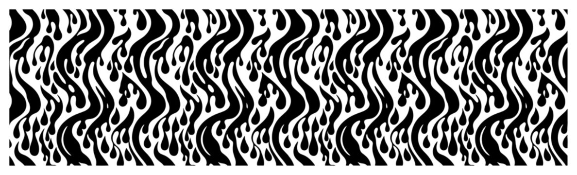 Fluid liquid splashes and organic wavy shapes create an abstract seamless pattern in a monochrome style