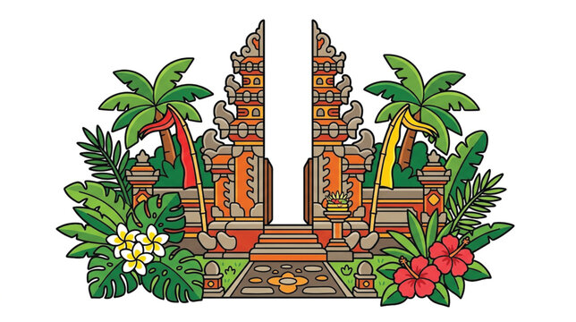 Ornate Brown Temple Gate Structure.