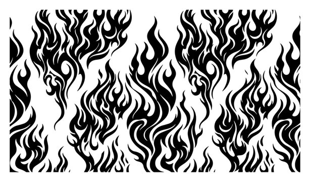 Fire flame pattern with tribal stylized elements in dynamic decorative style