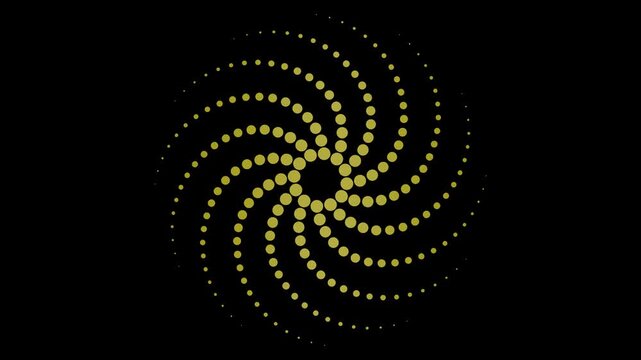 abstract golden spiral on transparent background. 4K footage