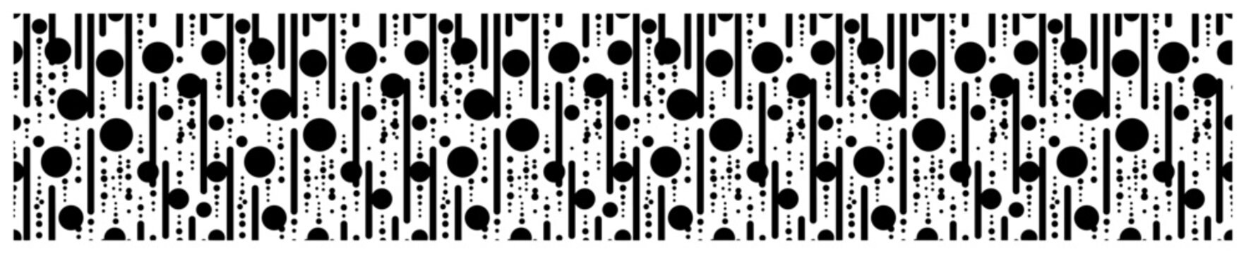 Vertical lines and circles form a technical seamless pattern in a minimalist digital style