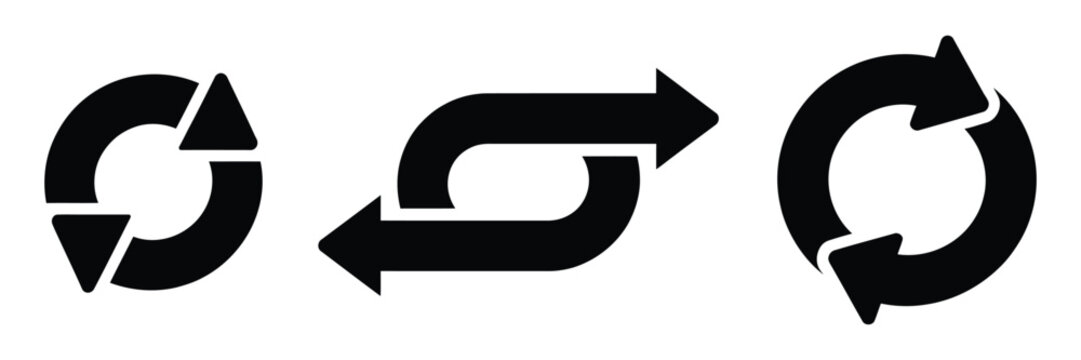 Thin reverse arrow icon set featuring replace action symbols, direction reversal icons, swap navigation elements, and editable stroke vector illustrations.