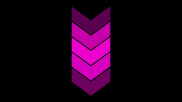 Set of purple and pink arrows pointing down in a straight vertical line design for navigation and graphic interface elements with a dark background
