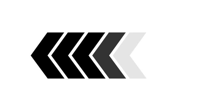 Black and gray chevron arrow shapes pointing to the right arranged in a horizontal row forming a modern graphic design element for business presentation and digital navigation symbols