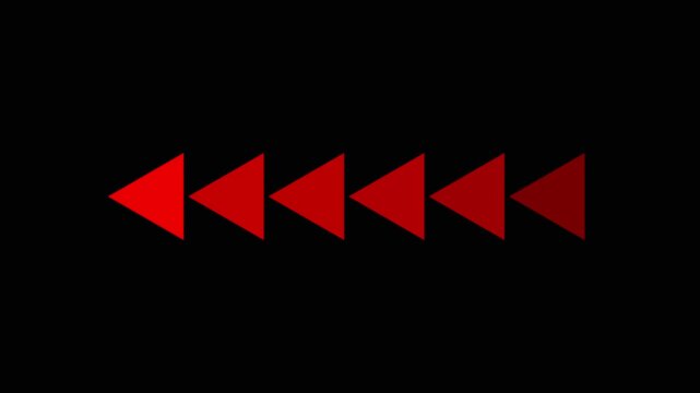 A row of red triangle arrow icons pointing to the left on a black background