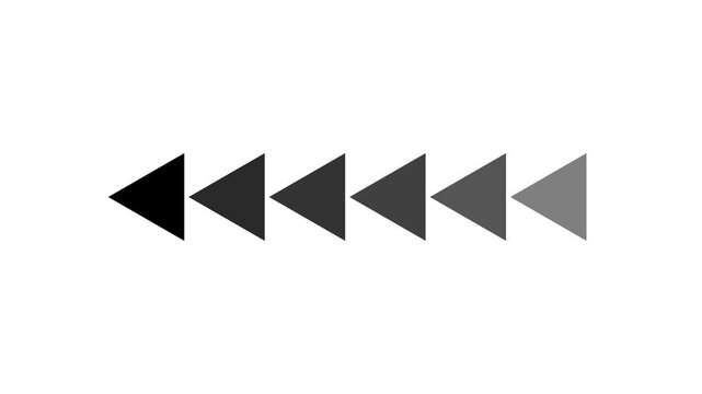 A horizontal row of six triangle icons pointing left with a gradient from dark black to light gray color