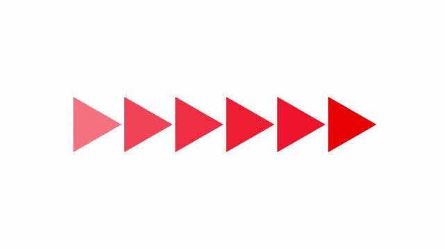 Row of red triangle play buttons with increasing color intensity from light to dark