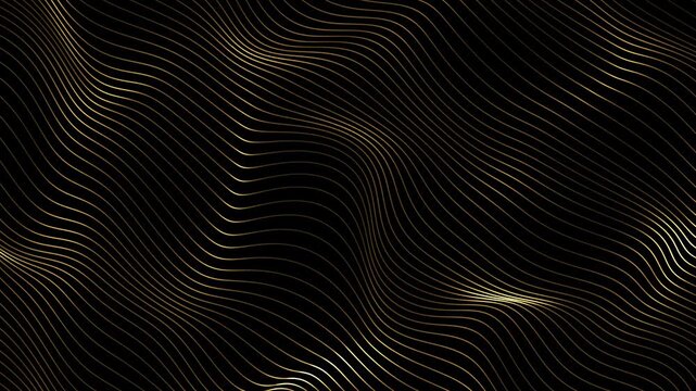 Abstract golden wave pattern design with smooth flowing lines on dark gradient background for modern artistic projects