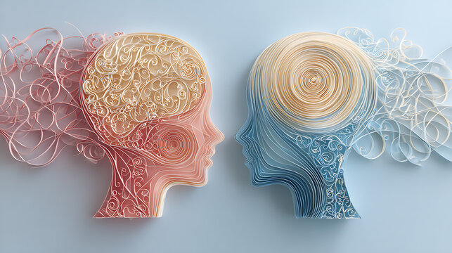 Conceptual paper cut illustration showing psychotherapy transforming tangled thoughts into clarity, symbolizing mental health, emotional healing, resilience, recovery and personal growth