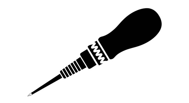 Vector illustration of awl tool silhouette icon on a transparent background