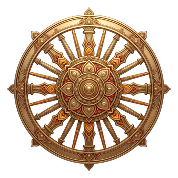 Jagannath Rath Yatra Badge Golden dharmachakra wheel symbol for spiritual