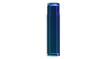 A blue metallic object with rounded edges stands alone on a surface. © Said