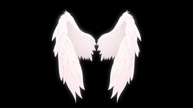 Realistic pair of white angel wings displayed against clear background for artistic and religious photography projects