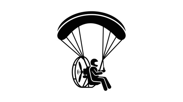 Paramotor Pilot Icon Flying with Paraglider Wing and Engine
