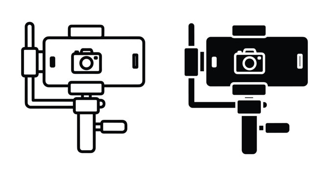 smartphone gimbal stabilizer icon set for mobile videography vlogging filmmaking digital content creation camera phone steady shot equipment tools