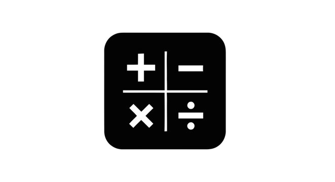 Vector illustration of calculator icon with basic mathematical symbols for addition, subtraction, multiplication, and division on a transparent background