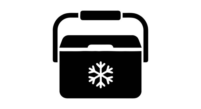 Vector illustration of cooler box icon with snowflake symbol on a transparent background