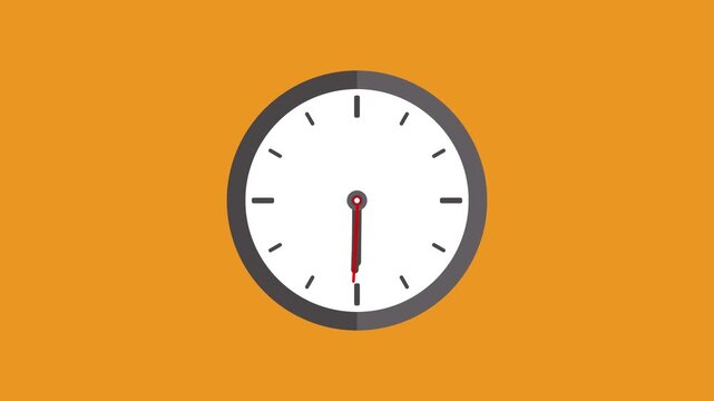 Modern wall clock icon with orange background.4k video