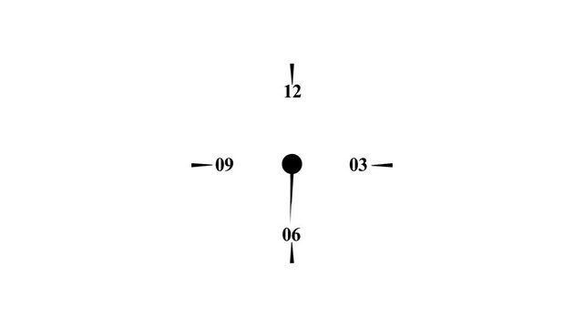 Minimalist clock face with black hands on white background