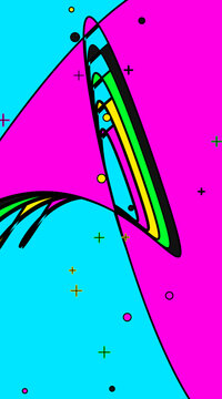 Maximalist Pop Art Optical Illusion Pattern - Electric Blue and Vibrant Yellow