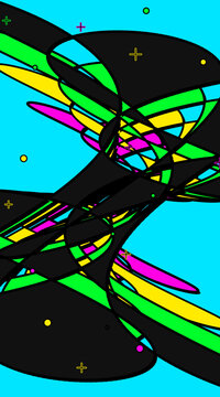 Maximalist Pop Art Optical Illusion Pattern - Electric Blue and Vibrant Yellow