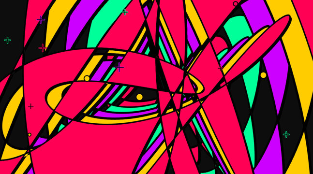 Surreal Abstract Harmonograph Illustration featuring Midnight Red and Gold