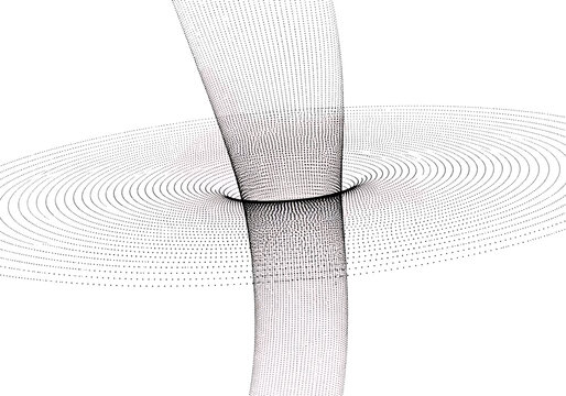 Abstract 3d point cloud visualization of a black hole accretion disk and jet