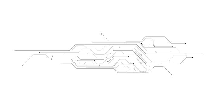 Abstract Futuristic Circuit Board Lines, Digital Technology Network Connections, Clean White Background Vector Art
