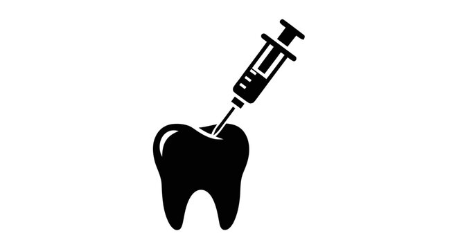 Vector illustration of dental injection icon tooth anesthesia and pain relief symbol on a transparent background