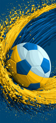Naklejka premium Ukraine football banner. Dynamic national football team poster. Ukraine soccer wallpaper