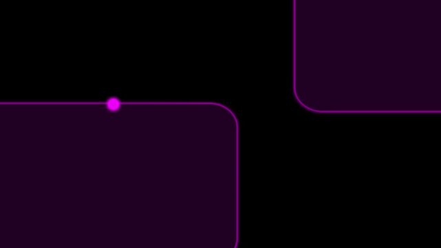Purple neon rounded rectangle frame animation on black background futuristic