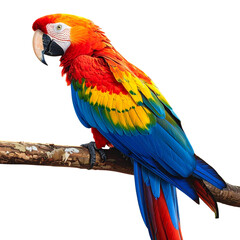 Obraz premium Colorful Macaw Parrot Side View Isolated on Transparent Background