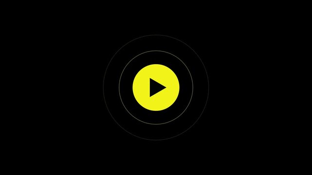  video play icon for website and mobile design animation on black background. glowing play button animation. 4k video 