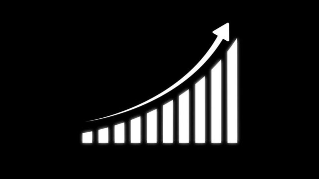 glowing business graph and neon line concept on black background ,growth bar chart line finance stock marketing success profit trend up  arrow. 