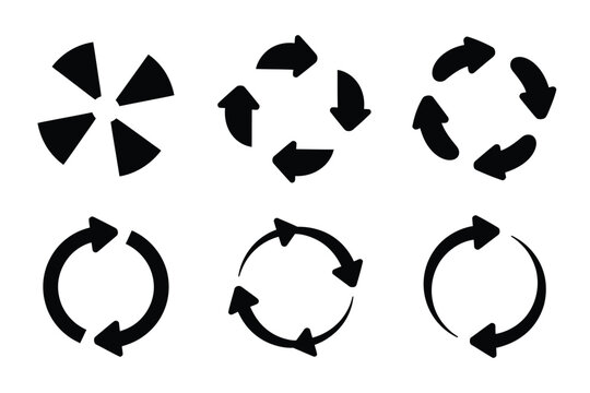 Repetitive process icon vector illustration featuring circular arrows symbolizing recycling, renewable energy cycles, business workflow loops, and continuous industrial repeatable process systems