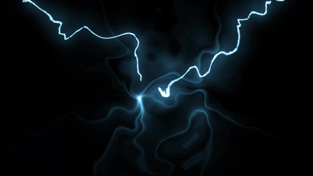Animated lightning strikes, bright thunder lights flashes effect, dynamic thunder storm and glow energy burst effects, thunder animation. 4K video