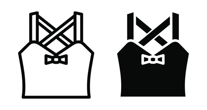 Women fashion camisole top icon set with criss cross straps and bow detail for apparel design and clothing retail web