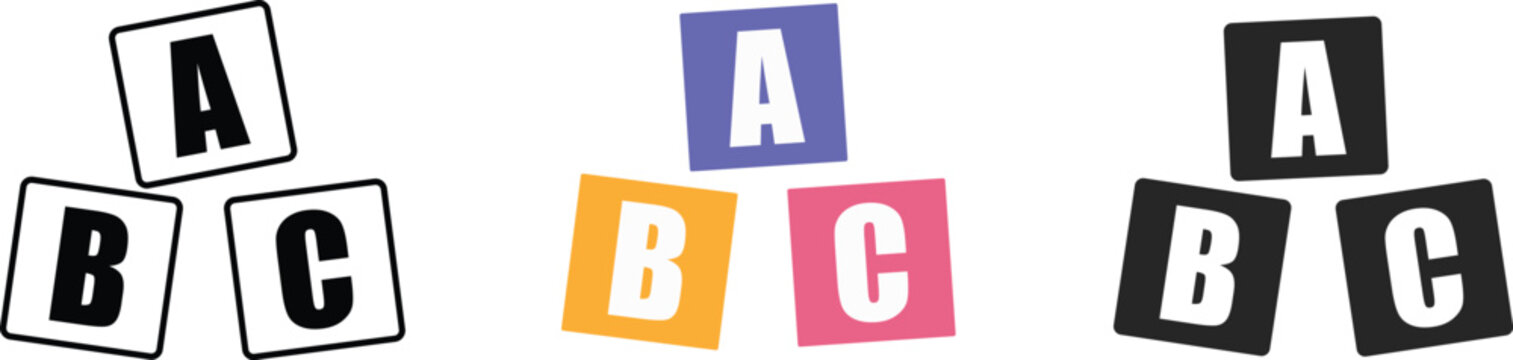 Vector abc blocks silhouette educational alphabet